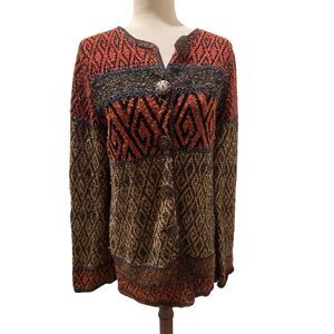 Couldwater Creek  Vintage Cardigan Sweater Long Aztec Navajo Southwest‎ Medium